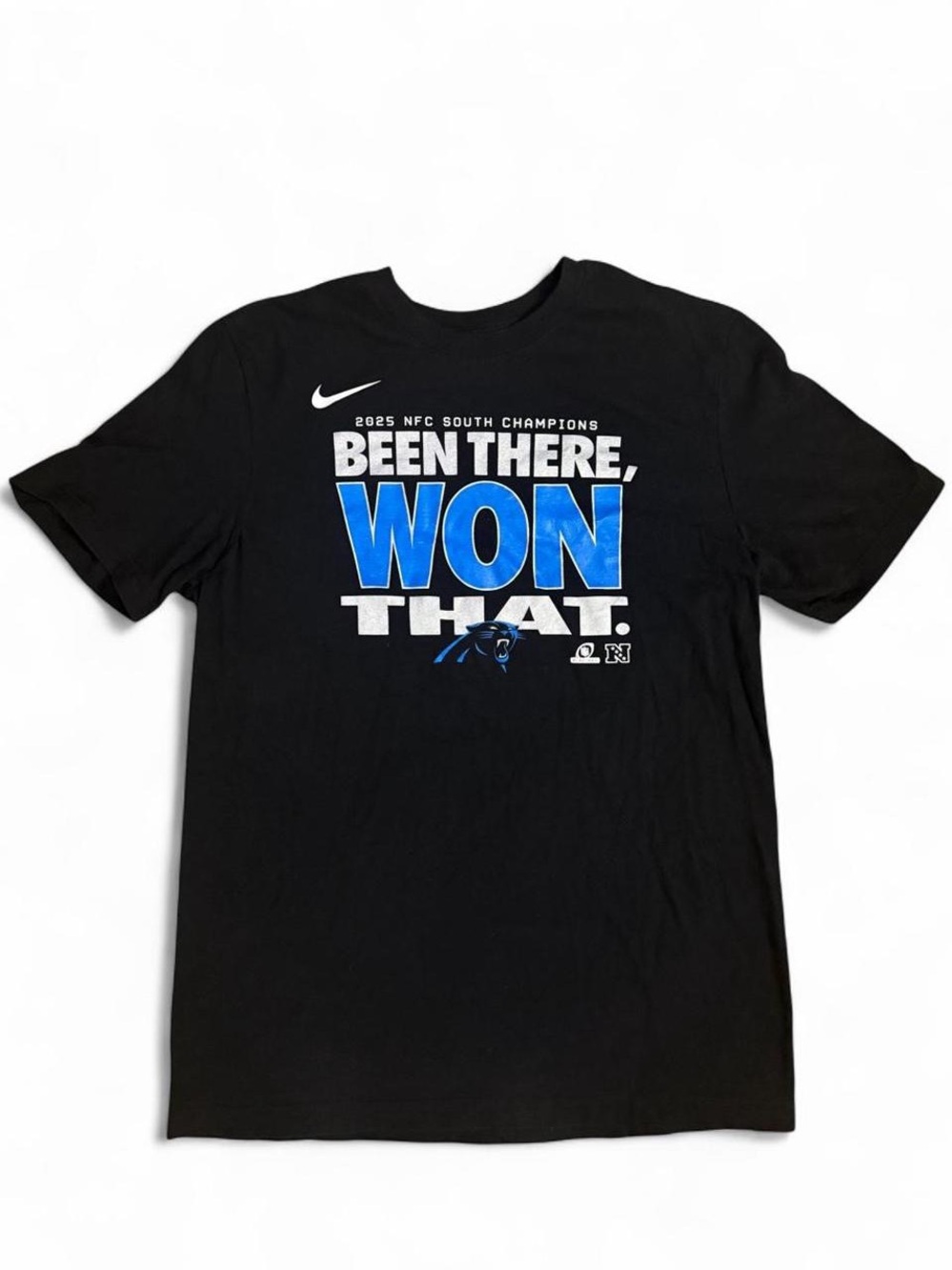 Nike Black T‑Shirt with Blue and White "Been There, Won That" Graphic